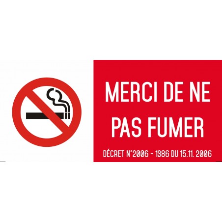 Autocollant vinyl - Merci de ne pas fumer - L.200 x H.100 mm